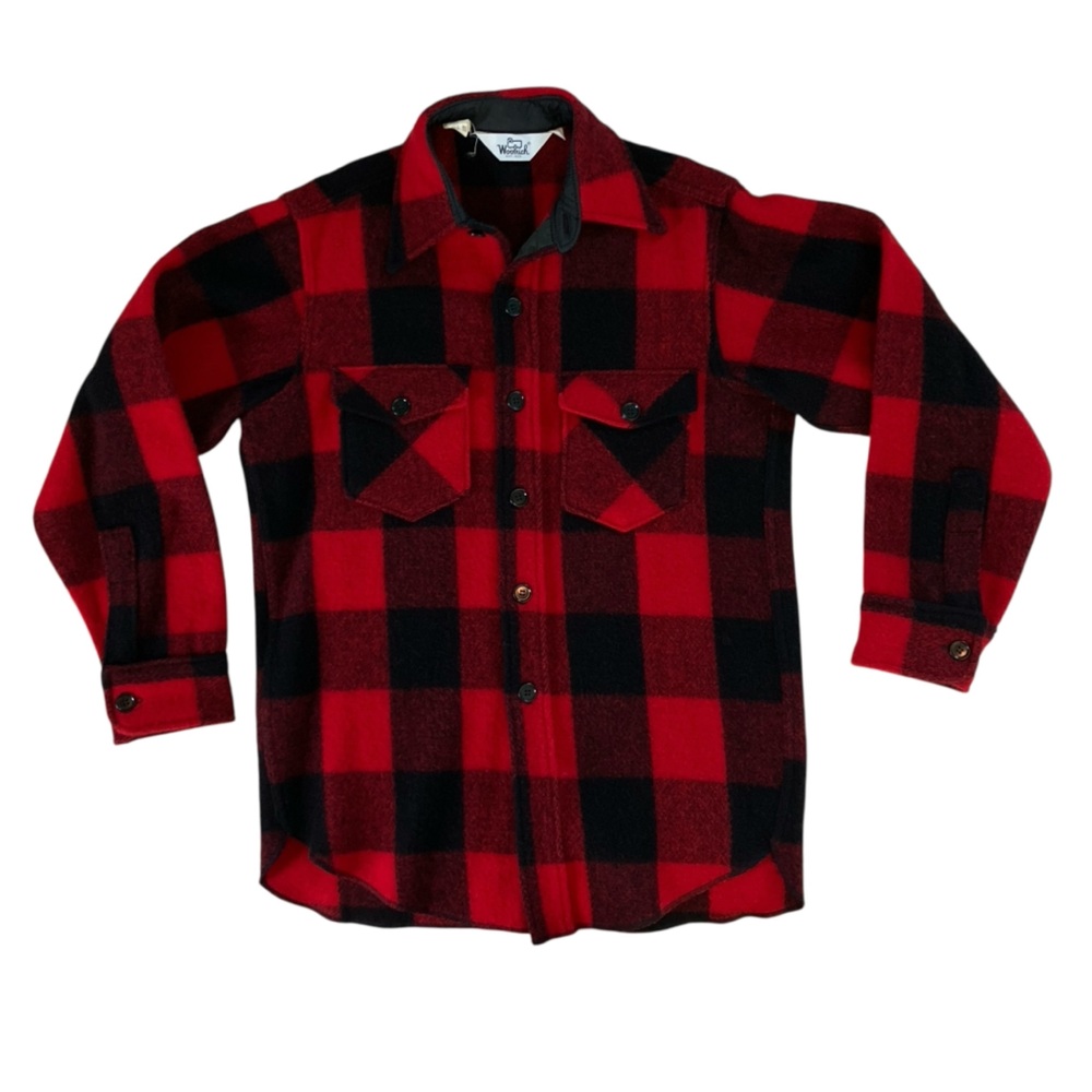 Woolrich Vintage Buffalo Check‎ Button Down Shacket Wool Blend Pockets (Size M)